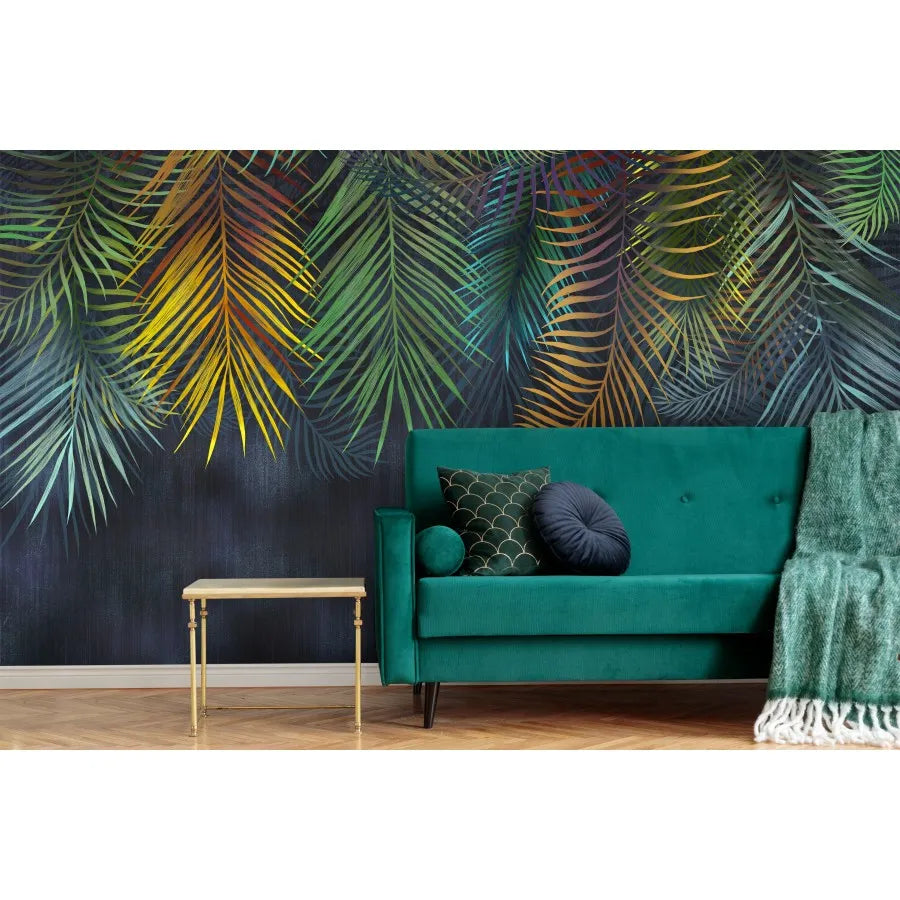 Papier peint panoramique plume multicolore - Poésie Murale