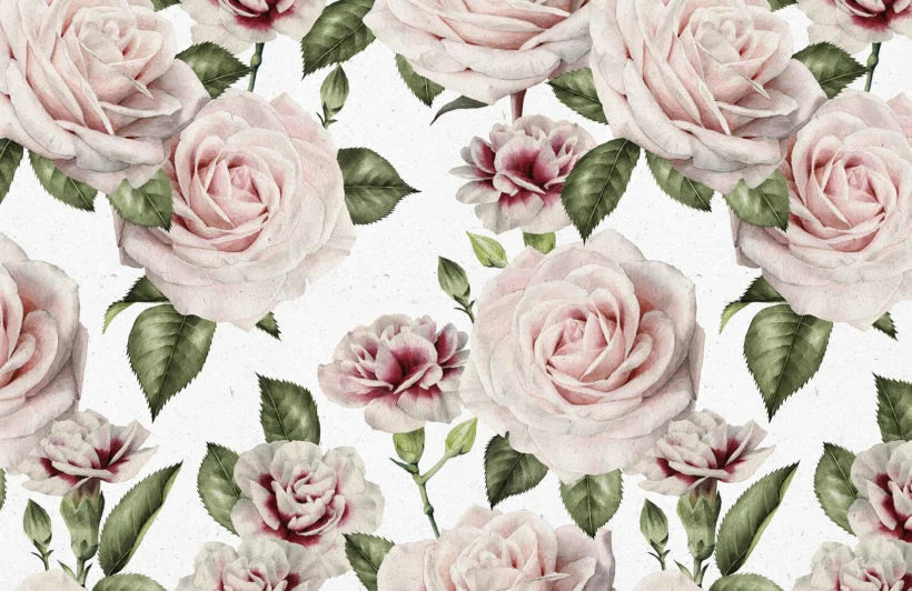 Papier peint panoramique grandes roses - Poésie Murale