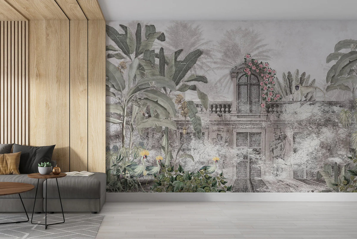 Papier peint panoramique temple tropical - Poésie Murale