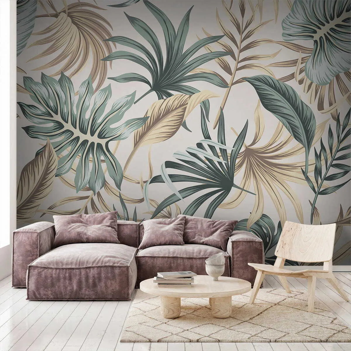 Papier peint feuille luxuriante tendance