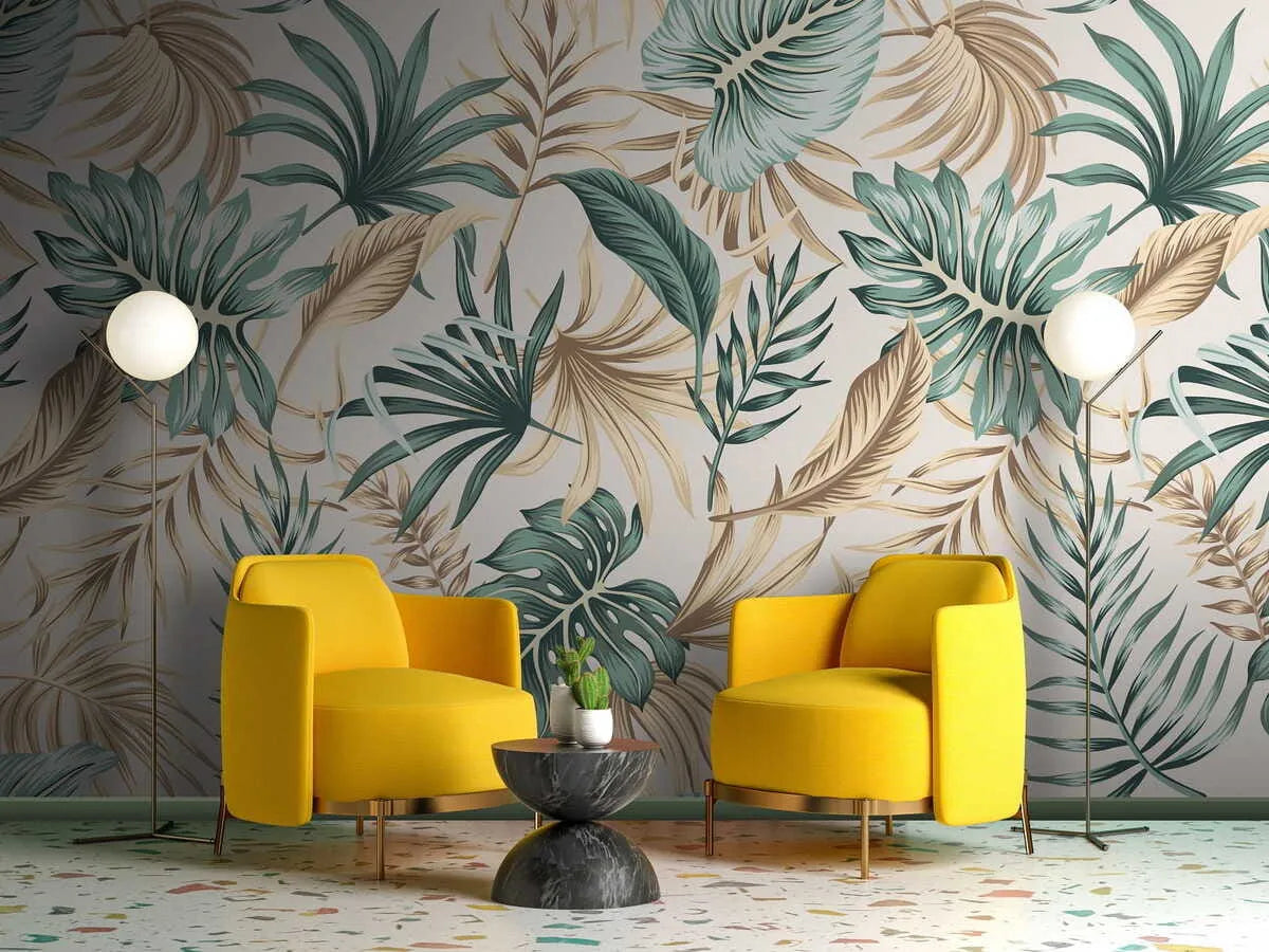 Papier peint feuille luxuriante tendance