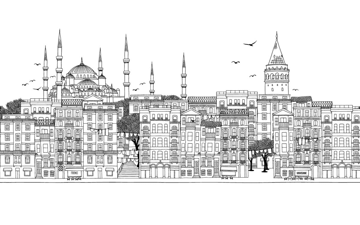 Papier peint panoramique ville d'Istanbul - Poésie Murale