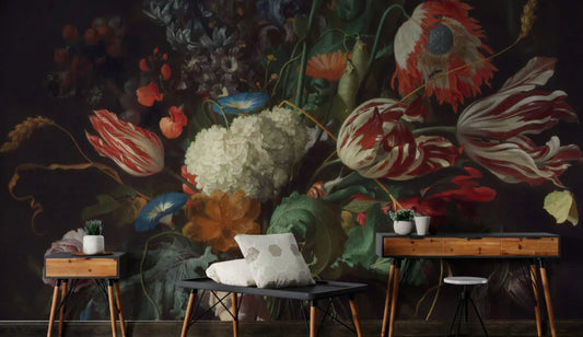 Papier peint panoramique bouquet floral en nature morte - Poésie Murale