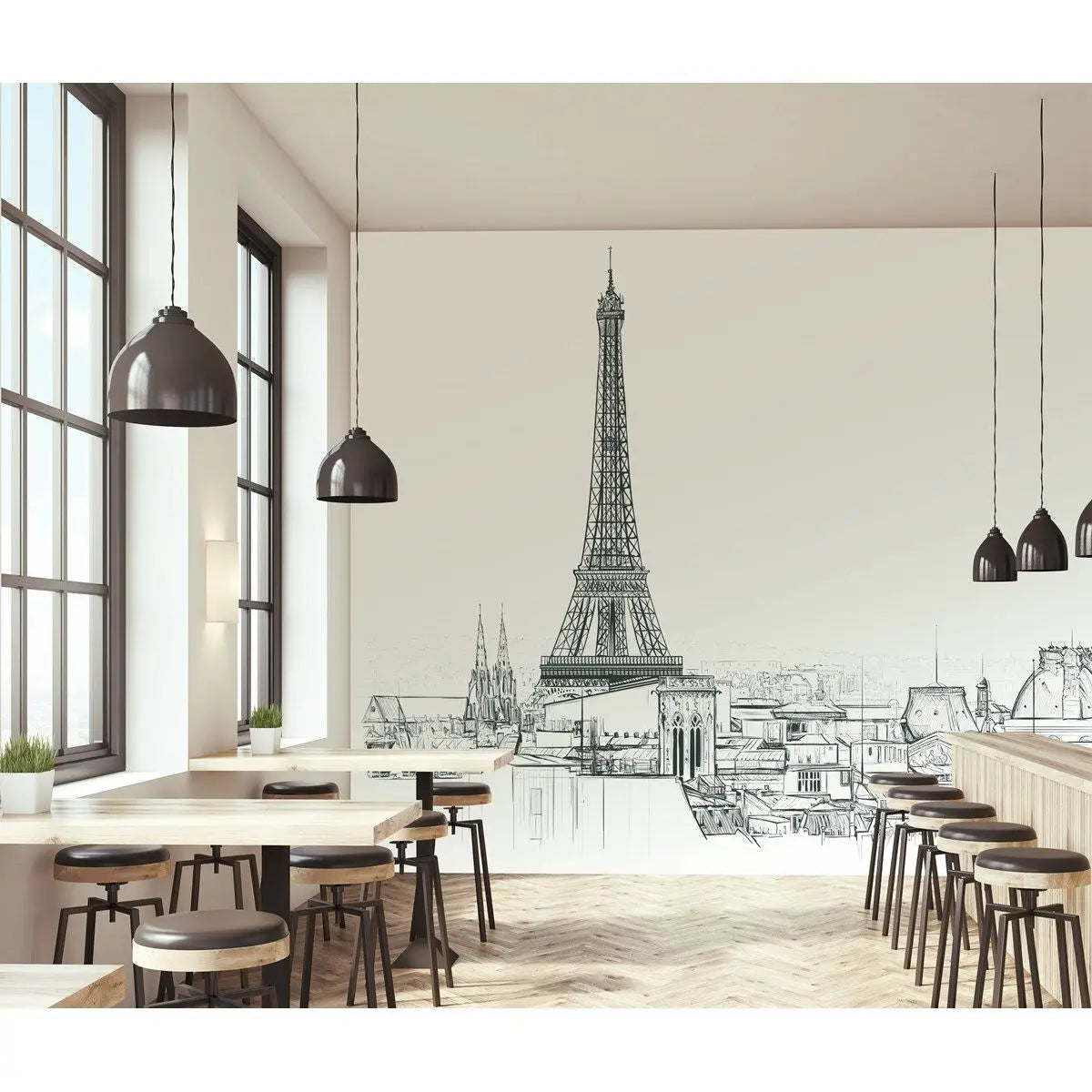 Papier peint panoramique Tour Eiffel - Poésie Murale