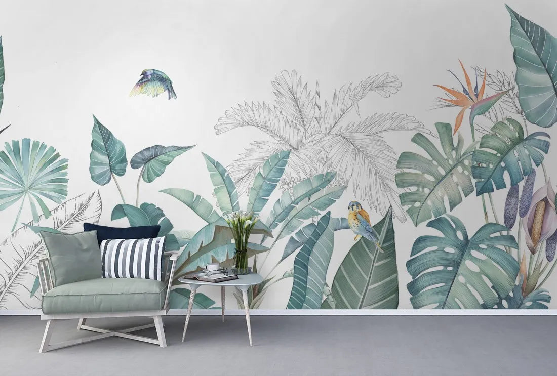Fresque murale végétation tropicale - Poésie Murale