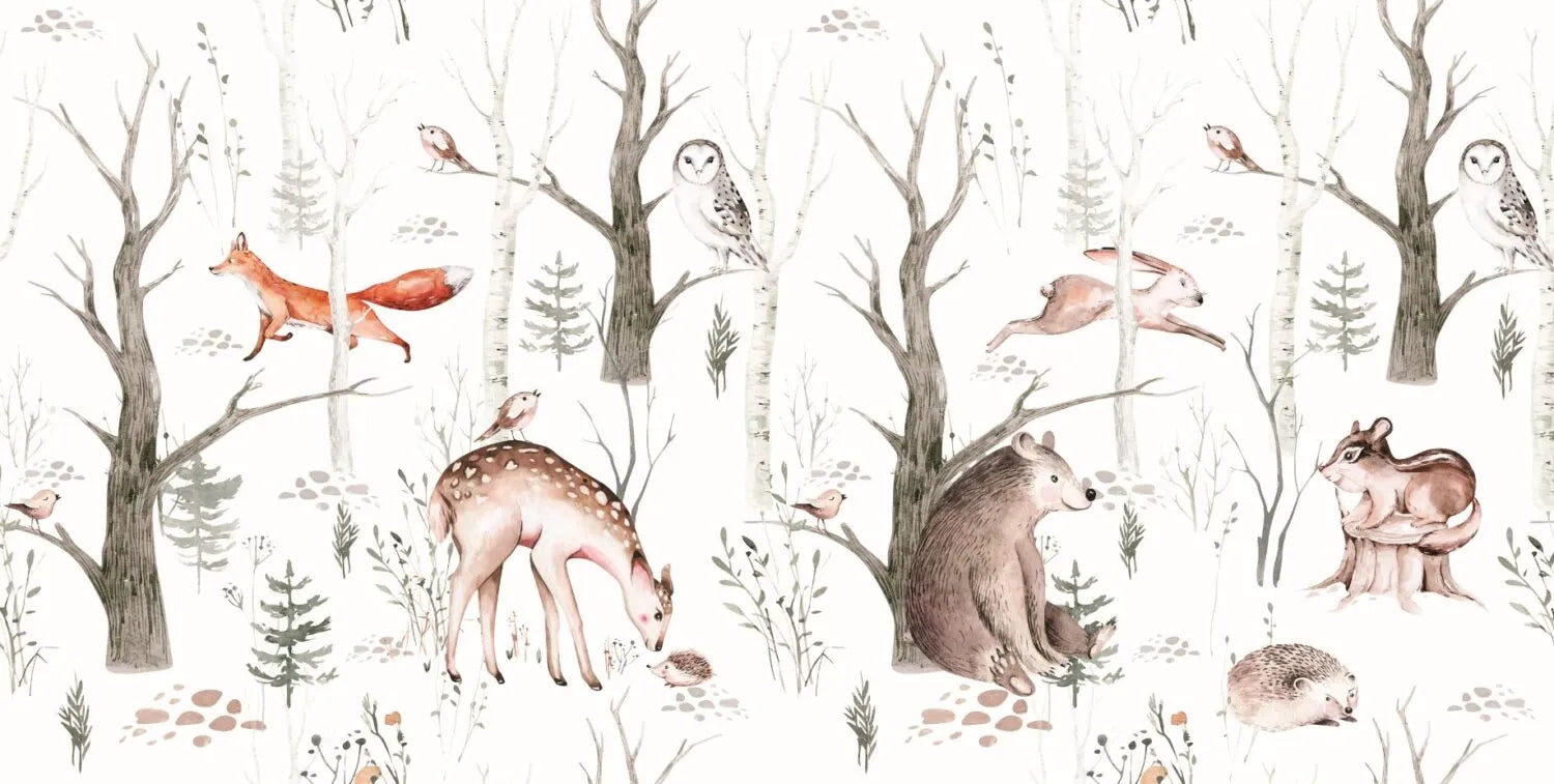 Papier peint Biche, Ours, Lapin