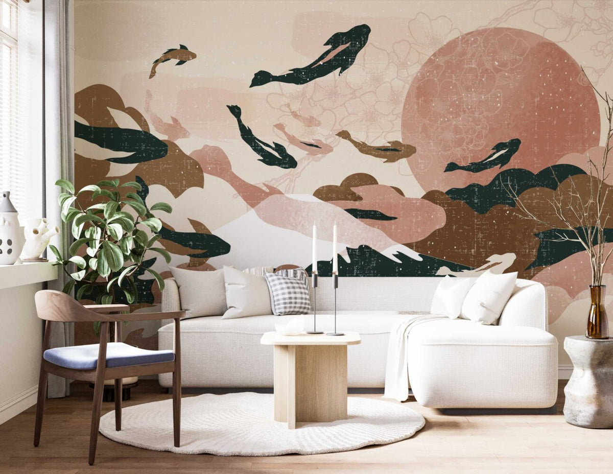 Papier peint poisson Koi - Poésie Murale
