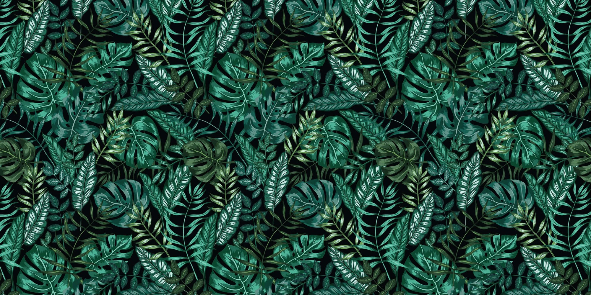 Papier peint panoramique Monstera Nocturne