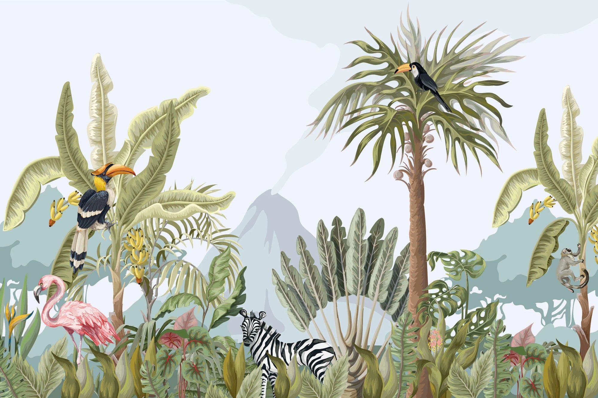 Papier peint panoramique zèbre dans la jungle