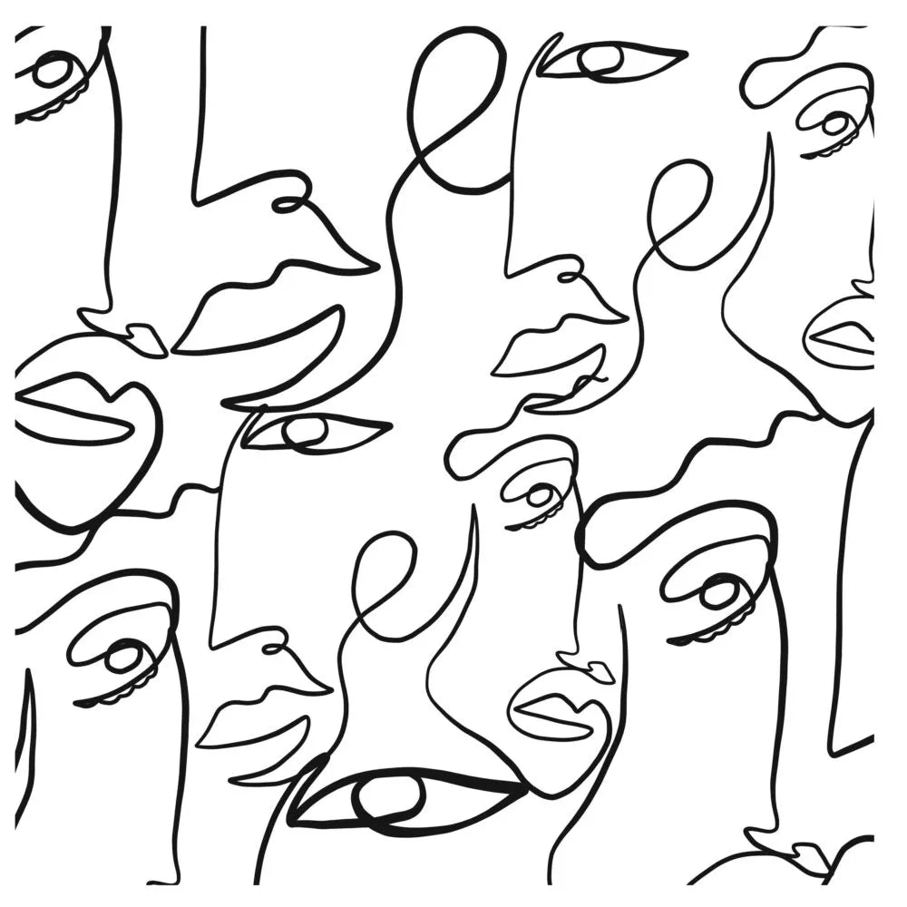 Papier peint panoramique dessin visage abstrait