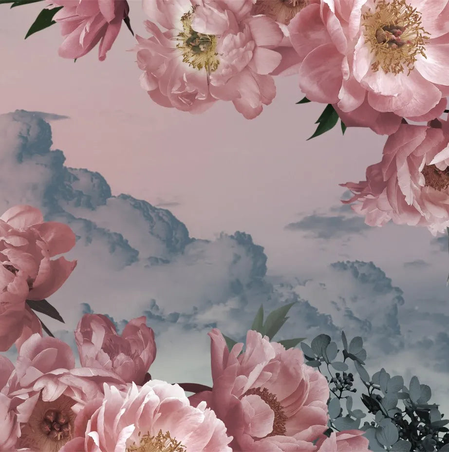 Papier peint panoramique fleurs roses