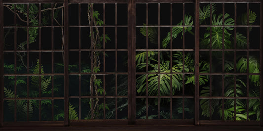 Papier peint panoramique Jardin botanique aux fenêtres - Poésie Murale