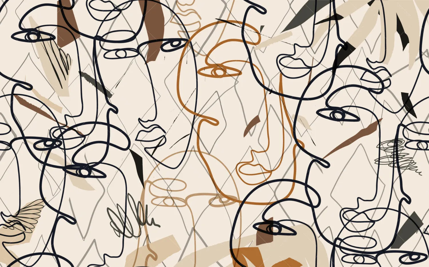 Papier peint panoramique visage art abstrait