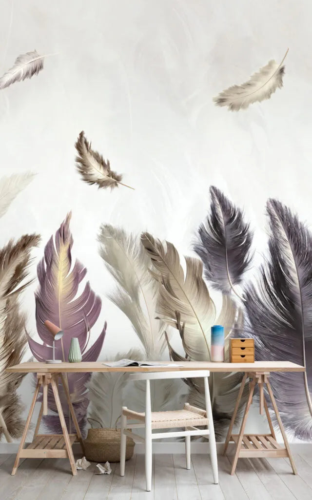 a contrôler Papier peint XXL plume tombante ou montante ? - Poésie Murale