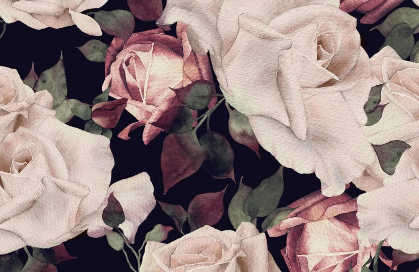 Papier peint XXL grandes roses blanches - Poésie Murale