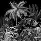 Papier peint panoramique jungle luxuriante noir et blanc - Poésie Murale