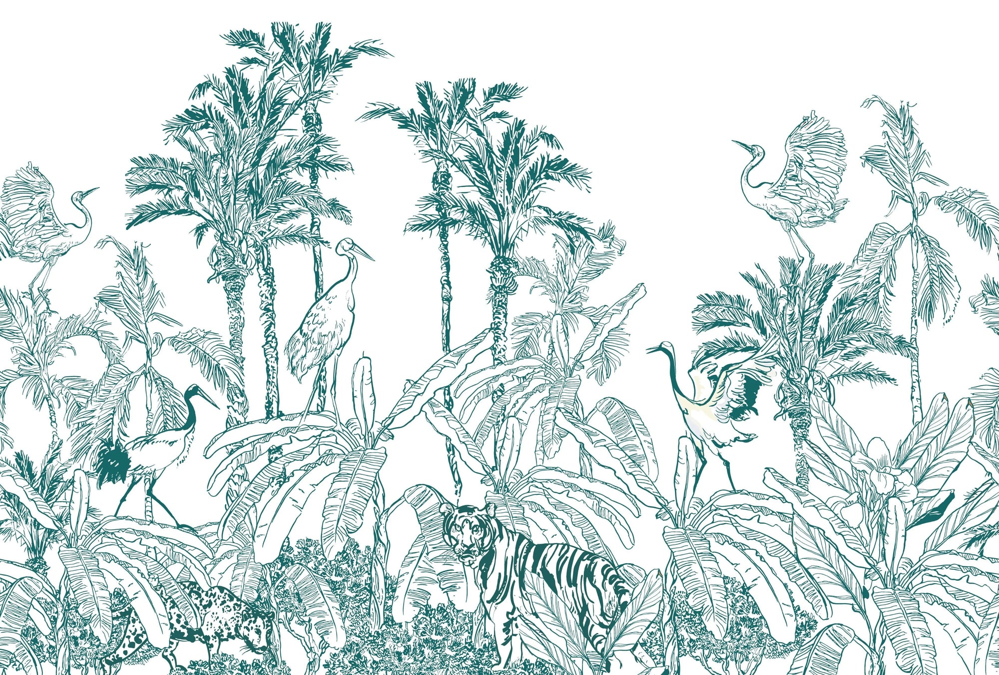 Papier peint panoramique tropical graphique